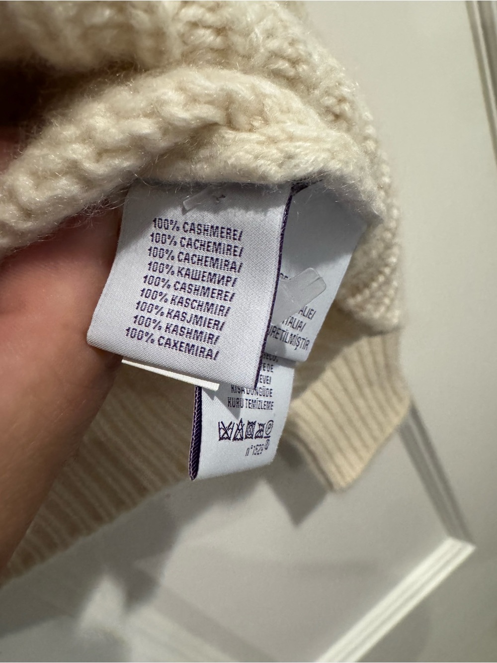 Ralph Lauren Purple Label Cream Turtleneck Sweater with Flag Motif - Picture 7 of 8